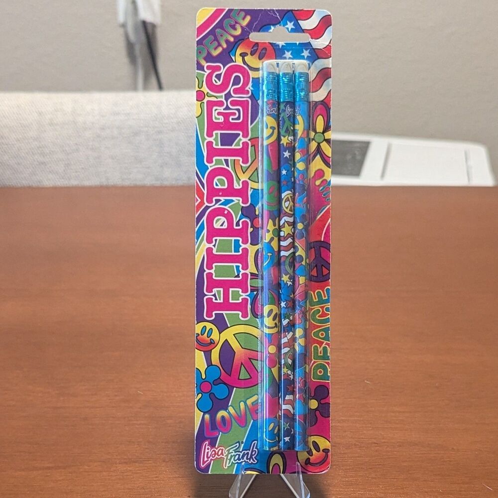Vintage 90's Lisa Frank designer Hippies Pencils Nos New Old Stock sealed rare